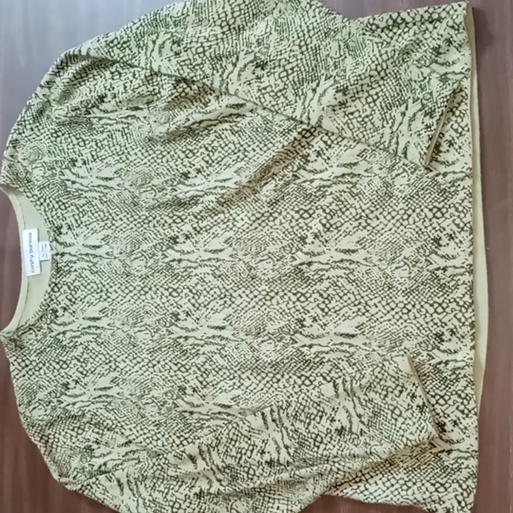 Cathy Daniels Green/Black Print Blouse XL